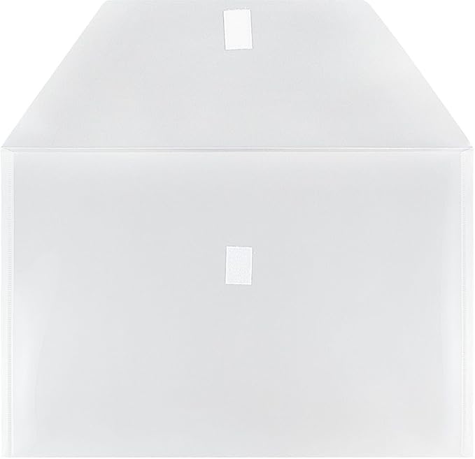 JAM PAPER Plastic Envelopes with Hook & Loop Closure - Legal Booklet - 9 3/4 x 14 1/2 - Clear - 3/Pack