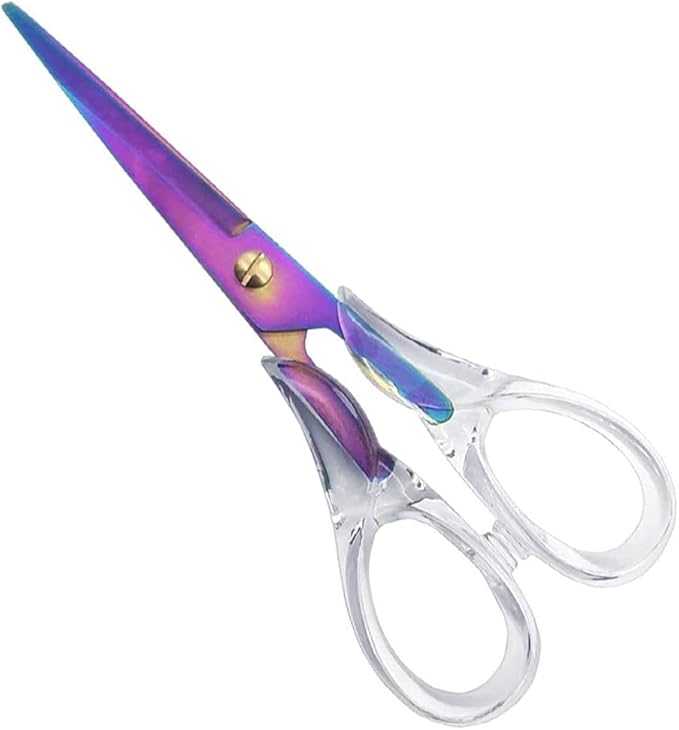 Gold Scissors, Stainless Steel Blade with Acrylic Handle, All Purpose Scissor for Office, School, Home, Fabric Shears, Tijeras (6.3" Rainbow)