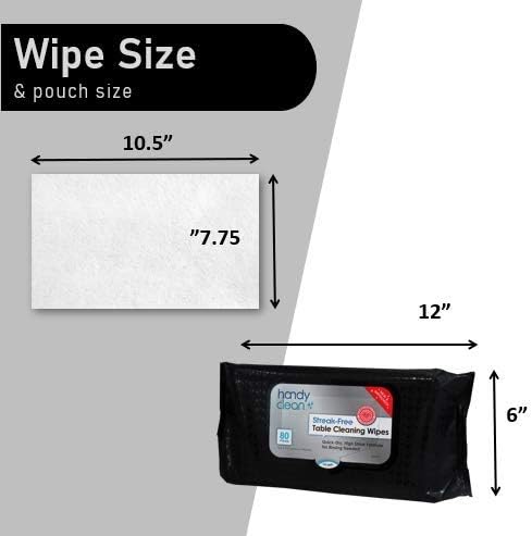 Table Top And Counter Cleaning Wipes 1 Resealable Pouch of 80 Count 10.5" x 7.75" Pre-Moistened Wipes With High Shine Formula Perfect For Use at Home or Restaurants Clinics, and Office