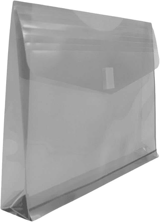 JAM PAPER Plastic Expansion Envelopes with Hook & Loop Closure - Letter Booklet - 9 3/4 x 13 with 2 Inch Expansion - Smoke Gray - 3/Pack