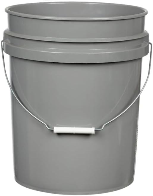 House Naturals 5 Gallon Food Grade BPA Free Made in USA Pails Gray Bucket with Screw On Air Tight Lid (2, Gray with Aqua lids)