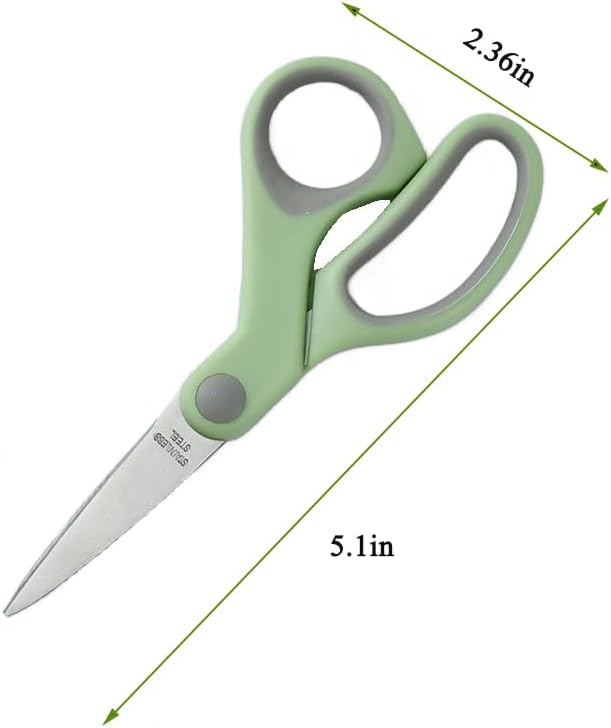 3 Pack 5 Inch Pastel Small Scissors for School Sharp Point Tips All Purpose Scissors Kids Students Teachers Crafts School Office Home, Right & Left Handed Scissors, Blue, Green, Purple