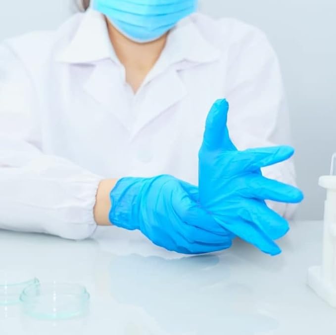LW Concept Blue Vinyl Exam Gloves for Medical/Food Safe/Cleaning/Handling Use Multipurpose Latex & Powder Free, 4.5 mil (LW4003, Large)