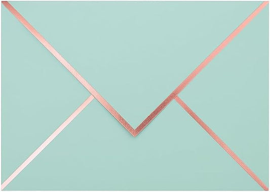 A7 Envelopes - V Flap Foil Border Luxury Mailing A7 Envelopes for 5" x 7" Cards - for Wedding, Invitations, Baby Shower, Graduation, Birthday, Bridal Shower - 5.25" x 7.25" (Seafoam Blue, 50 Pack)