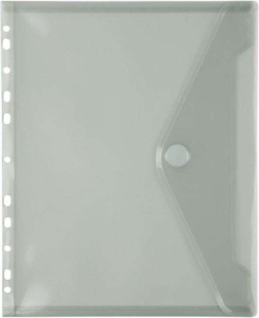 JAM PAPER Plastic 3 Hole Punch Binder Envelopes with Hook & Loop Closure - Letter Booklet - 9 1/2 x 11 1/2 - Smoke Grey - 3/Pack