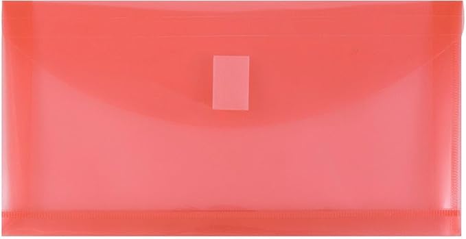 JAM PAPER Plastic Expansion Envelopes with Hook & Loop Closure - #10 Booklet Wallet - 5 1/4 x 10 with 1 Inch Expansion - Red - 3/Pack