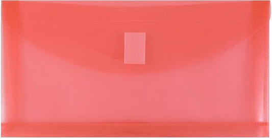 JAM PAPER Plastic Expansion Envelopes with Hook & Loop Closure - #10 Booklet Wallet - 5 1/4 x 10 with 1 Inch Expansion - Red - 3/Pack