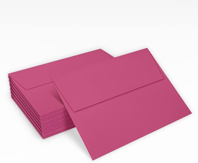 LUXPAPER A7 Invitation Envelopes for 5 x 7 Cards in 80 lb. Magenta, Printable Envelopes for Invitations, w/Peel and Press Seal, 250 Pack, Envelope Size 5 1/4 x 7 1/4 (Magenta)