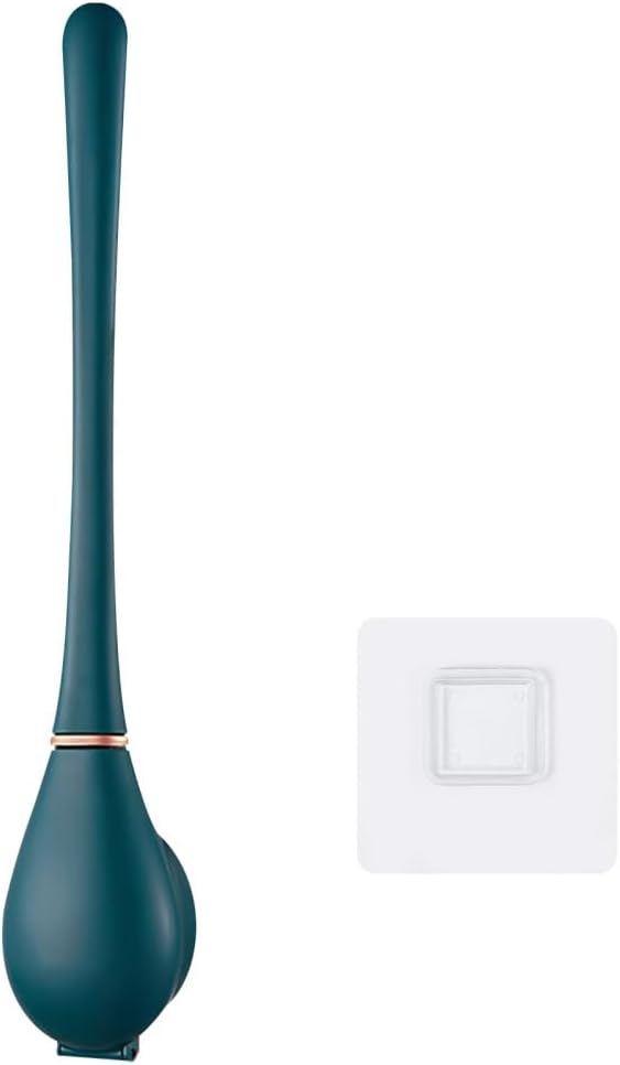 Silicone Toilet Brush & Holder Set, Deep Cleaning Wall Mounted Toilet Cleaner with Base & Adhesive Sticker for Home Bathroom
