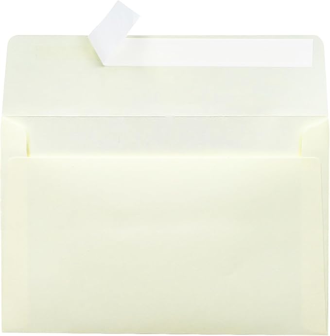 Self Seal A9 Envelopes 50 Pack - 5-3/4 x 8-3/4 Inches Blank Ivory Invitation Envelopes for Cards, Letters, Events & Business Correspondence (Secure Closure)