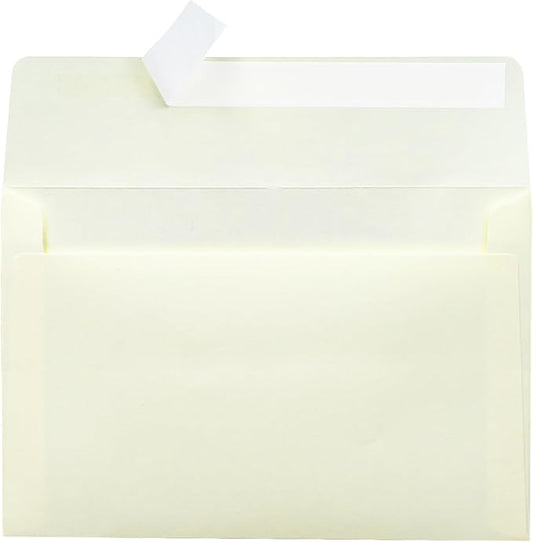 Self Seal A9 Envelopes 50 Pack - 5-3/4 x 8-3/4 Inches Blank Ivory Invitation Envelopes for Cards, Letters, Events & Business Correspondence (Secure Closure)
