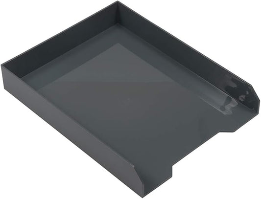 JAM PAPER Stackable Paper Trays - Grey - Desktop Document, Letter, & File Organizer Tray - Sold Individually