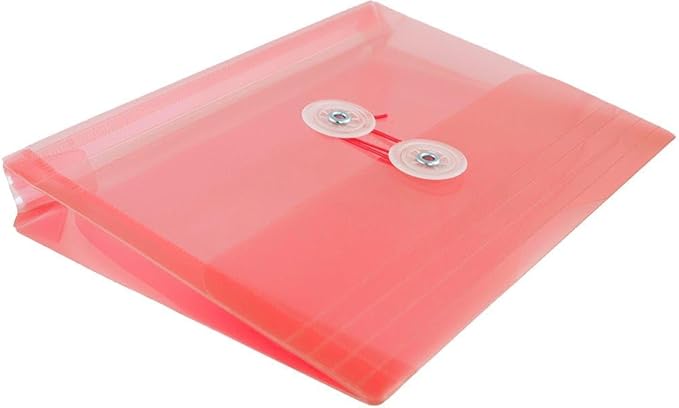 JAM PAPER Plastic Envelopes with Button & String Tie Closure - Index Size - 5 1/2 x 7 1/2 - Pink/Light Red - 3/Pack