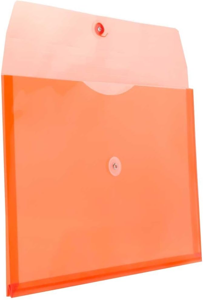 JAM Paper Plastic Envelope with Button and String Tie Closure - Legal Booklet - 9 3/4" x 14 1/2" x 1 1/4"- Assorted Primary Colors - 6/pack