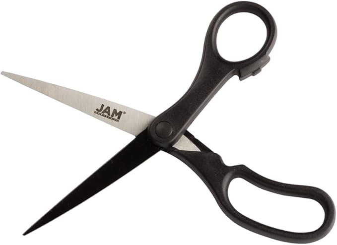 JAM PAPER Multi Purpose Scissors Set - Black - Assorted Sizes - Ergonomic Handle & Stainless Steel Pointed Tip Blades - 3/Pack