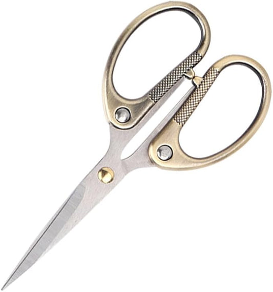 5" All Stainless Steel Office Scissors,Ultra Sharp Blade Shears,Sturdy Sharp Scissor for Office Home School Sewing Fabric Craft Supplies Multipurpose Scissors Brassy