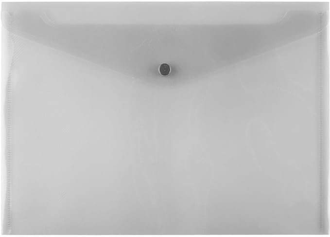 JAM PAPER Plastic Envelopes with Snap Closure - Letter Booklet - 9 3/4 x 13 - Smoke Gray Grid - 3/Pack