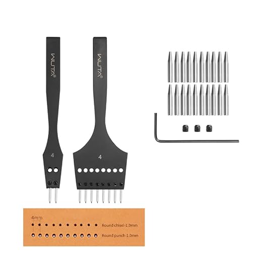 WUTA Leather Stitching Punch, 3nd Removable Round Hole Pricking Irons, Professional Working Hole Punch Tool Set for DIY Leather Craft（4mm- 2+8 Hole）