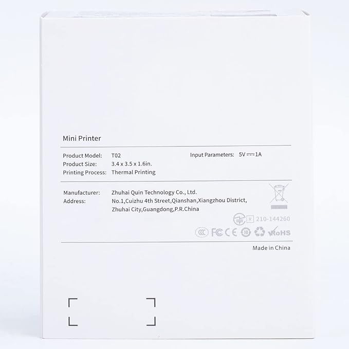 Memoking Mini Portable Printer - T02 Inkless Pocket Thermal Sticker Maker Mini Sticker Printer Mobile Label Maker for Student, Gift, White (Bunny Case Not Included)