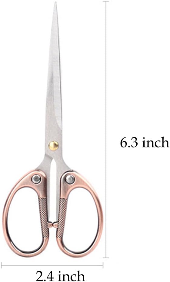 6.3" All Stainless Steel Office Scissors,Ultra Sharp Blade Shears,Sturdy Sharp Scissor for Office Home School Sewing Fabric Craft Supplies Multipurpose Scissors Bronze