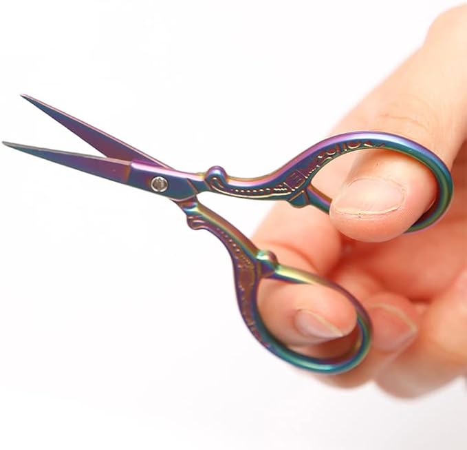 3.6 inch Small Titanium Scissors with Cover, Mini Scissors in a Pouch, All Purpose Everyday Use, Titanium Color