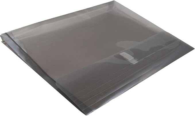 JAM PAPER Plastic Expansion Envelopes with Hook & Loop Closure - Letter Booklet - 9 3/4 x 13 with 1 Inch Expansion - Smoke Gray - 12/Pack