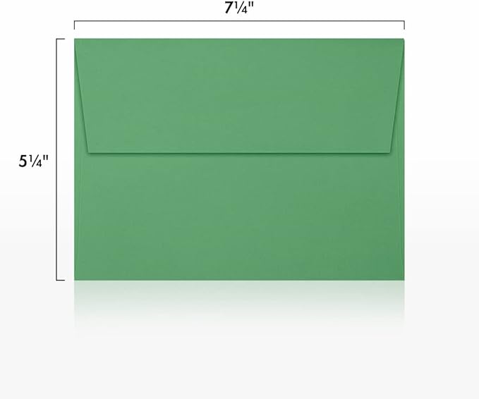 LUXPAPER A7 Invitation Envelopes for 5 x 7 Cards in 80 lb. Holiday Green, Printable Envelopes for Invitations, w/Peel and Press Seal, 1000 Pack, Envelope Size 5 1/4 x 7 1/4 (Green)