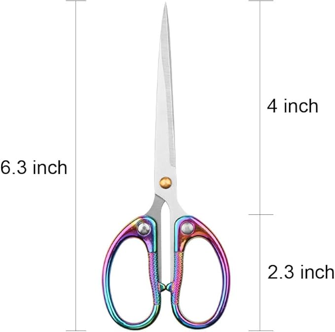 6.3" All Stainless Steel Office Scissors,Ultra Sharp Blade Shears,Sturdy Sharp Scissor for Office Home School Sewing Fabric Craft Supplies Multipurpose Scissors Colorful