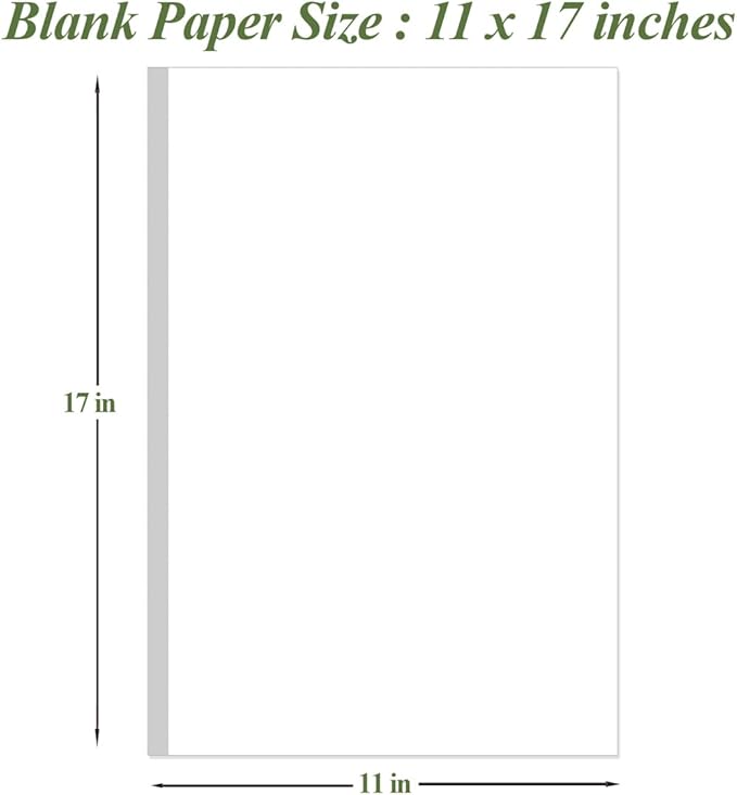 (3-Pack) 11" x 17" Printer Paper - 45Sheets/90Pages Blank Papers, DIY Template Printing in Office/Home/School, Ledger 100gsm Recycled Paper