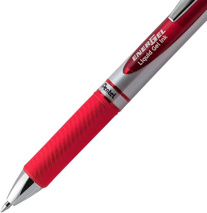EnerGel RTX Retractable Liquid Gel Pen, (0.7mm) Metal Tip, Medium Line, Red Ink, 3 Pack