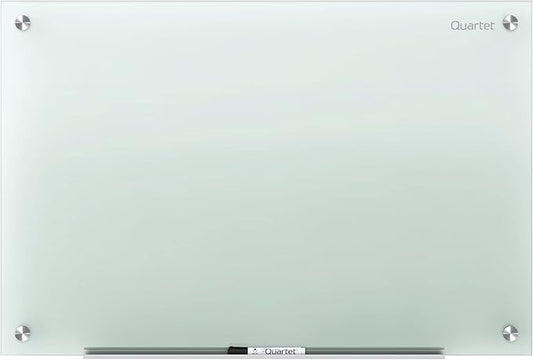 Quartet Whiteboard, Glass Dry Erase Board, Non-Magnetic, 6' x 4', Infinity Frameless Mounting, Frosted Surface, Accessory Tray and 1 Dry Erase Marker (G7248F)