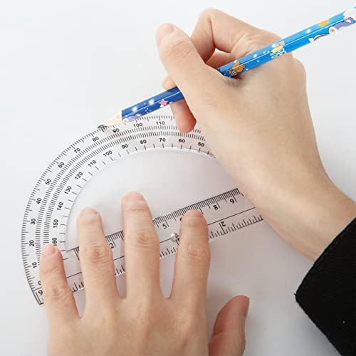 CertBuy 48 Pack Clear Protractor 6 Inch, Plastic Protractor Math Protractors 180 Degrees for Angle Measurement, Protractor for Geometry,Student Math Protractor Ruler for Drawing Geometry Classroom