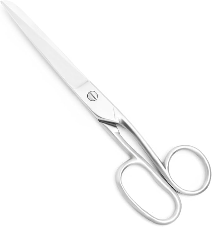 Silver Office Scissors, Heavy Duty Sewing, Tailor Fabric Sewing Paper Cutting Shears Stainless Steel Cutter Leather Art Craft Office Scissors (8 Inch)