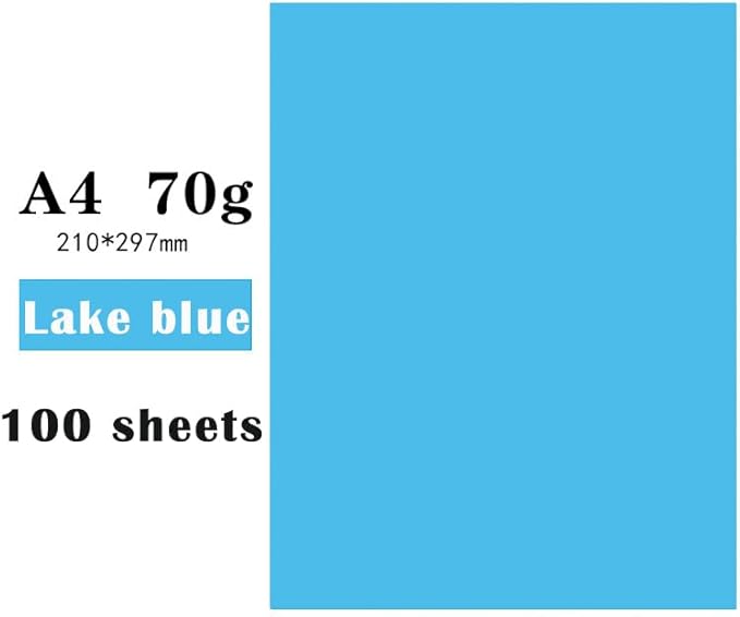 Lake blue Copy Print Paper 8.5X11 Inches,100 Sheets Rainbow A4 Printer Paper 70GSM Colored Origami Paper for Cutting DIY Kids Art Craft