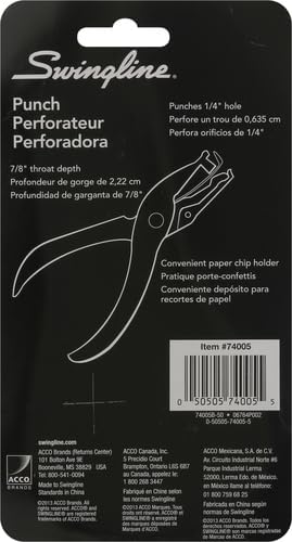 Swingline 1 Hole Punch, 5 Sheet Capacity Hole Puncher, Single Hole Paper Punch, Chrome (74005)