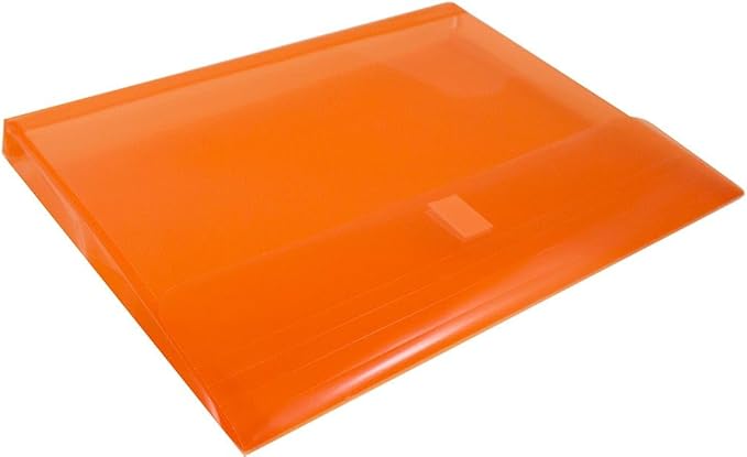 JAM PAPER Plastic Expansion Envelopes with Hook & Loop Closure - Letter Booklet - 9 3/4 x 13 with 1 Inch Expansion - Orange - 3/Pack