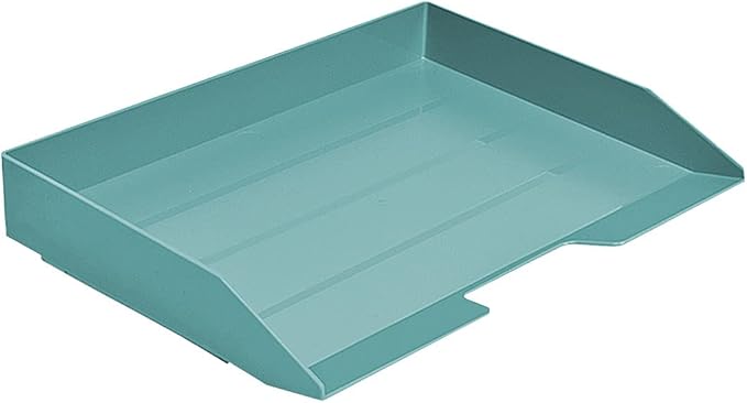 Acrimet Stackable Letter Tray Single Side Load, Plastic, Desktop File Organizer (Solid Green Color) (1 Unit)