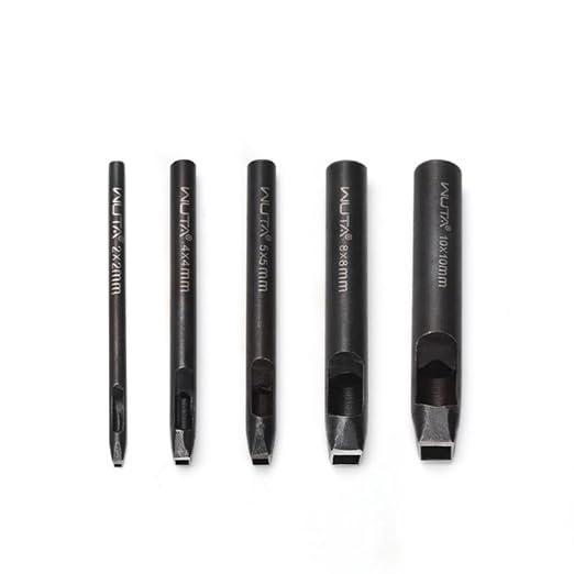 WUTA Square Leather Hole Punch,5PCS Steel Hollow Punch Tool Set for Belt,Watch Band,Leather Crafting（2mm-10mm ）