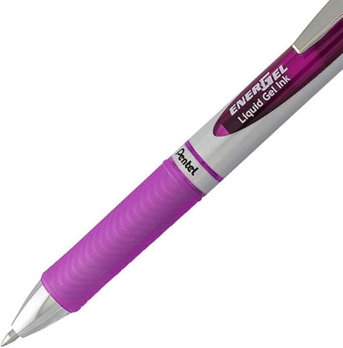 Pentel EnerGel RTX Retractable Liquid Gel Pen, (0.7mm) Metal Tip, Medium Line, Violet Ink 2 Pack