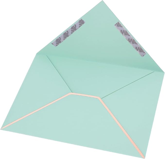 A7 Envelopes - V Flap Foil Border Luxury Mailing A7 Envelopes for 5" x 7" Cards - for Wedding, Invitations, Baby Shower, Graduation, Birthday, Bridal Shower - 5.25" x 7.25" (Seafoam Blue, 50 Pack)