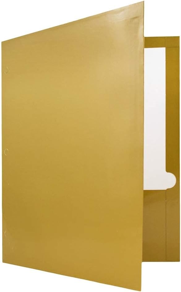 JAM PAPER Laminated Two Pocket Glossy 3 Hole Punch School Folders - Letter Size - High Gloss Gold - 6/Pack