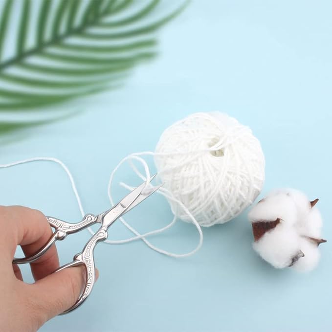 3.6 inch Small precision scissors sharp Stainless steel Tip classic scissors with sheath cover DIY tool for Needlework Beard Mustache Office Craft Household Everyday Use color silver