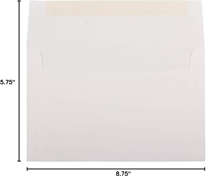 JAM PAPER A9 Strathmore Invitation Envelopes - 5 3/4 x 8 3/4 - Bright White Wove - 50/Pack