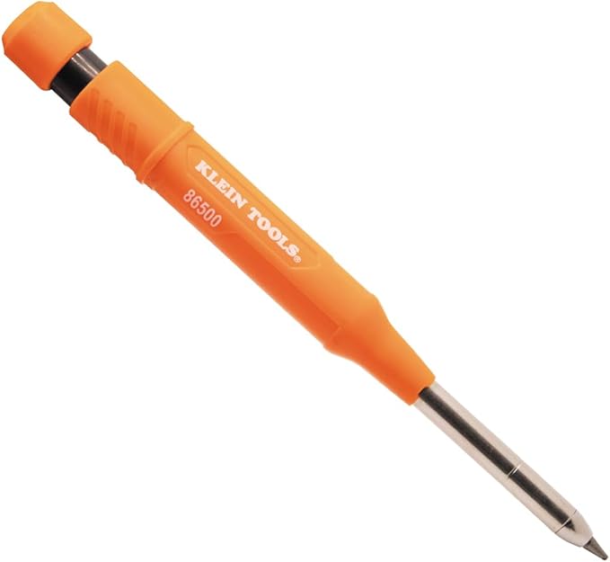 Klein Tools 86501 Skribes 2.8 mm Mechanical Carpenter Pencil with Built-In Sharpener, 4 Refills, and Deep Hole Marking for Woodworking and Construction