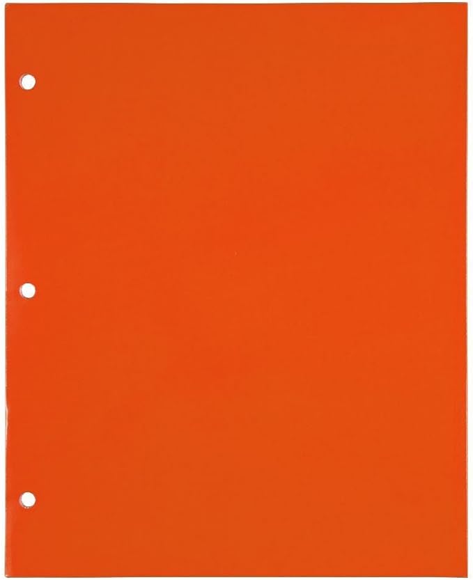 JAM PAPER Laminated Two Pocket Glossy 3 Hole Punch School Folders - Orange - 3/Pack