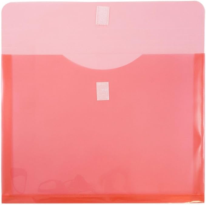 JAM PAPER Plastic Expansion Envelopes with Hook & Loop Closure - Letter Booklet - 9 3/4 x 13 with 1 Inch Expansion - Red - 3/Pack
