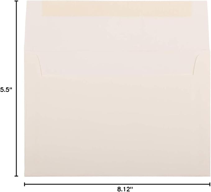 JAM PAPER A8 Strathmore Invitation Envelopes - 5 1/2 x 8 1/8 - Natural White Laid - 50/Pack