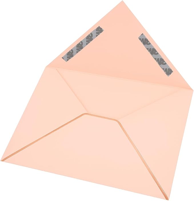 A7 Envelopes - V Flap Foil Border Luxury Mailing A7 Envelopes for 5" x 7" Cards - for Wedding, Invitations, Baby Shower, Graduation, Birthday, Bridal Shower - 5.25" x 7.25" (Blush Pink, 50 Pack)