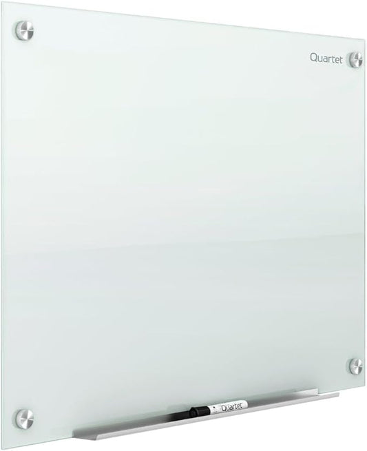 Quartet Whiteboard, Glass Dry Erase Board, Magnetic, 6' x 4', Infinity Frameless Mounting, White Surface, Accessory Tray, 1 Dry Erase Marker and 2 Glass Board Magnets (G7248W)
