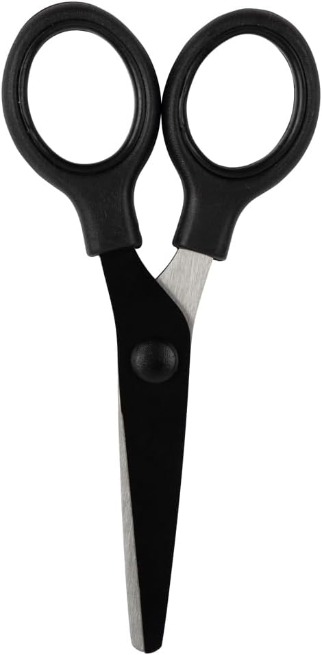 JAM PAPER Multi-Purpose Mini Scissors - 5 Inch - Black - Soft Grip & Stainless Steel Precision Blades - Sold Individually